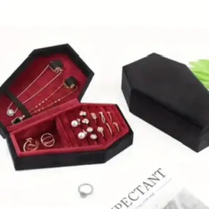 Large Velvet Coffin Jewelry Box