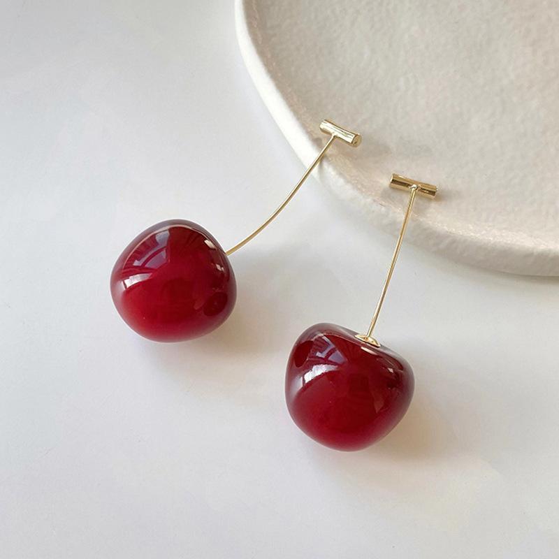 Delzzad Adorable Cherry Earrings Fruit Drop Dangle Earrings Costume Jewelry Accessories Birthday Anniversary Gifts for Girls Women