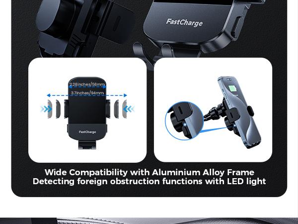 Wireless Car Charger, CHGeek 15W Auto-Clamping Car Mount for Cellphone Charging, Mobile Phone Holder, Smartphone Mount, Tablet Mount, Adjustable Car Charger, Electronic Phone Stand