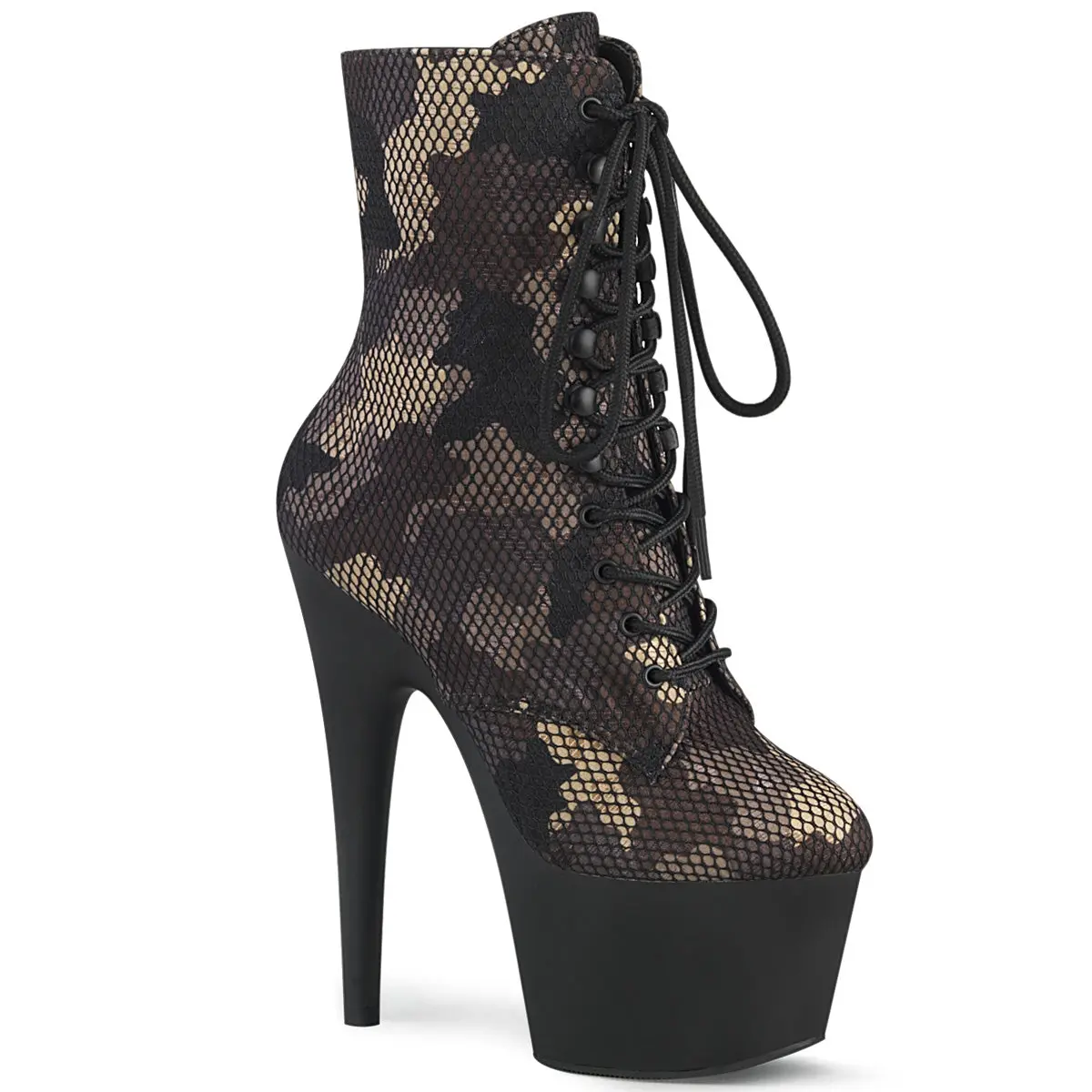 Pleaser Adore-1020CM Women's Platform Mesh Lace Boot, Stylish Women's Footwear for Casual Wear, Shoe