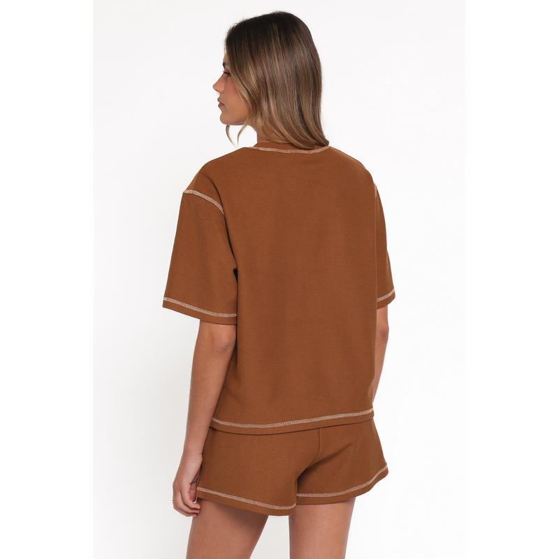 Melody Knit Short Set - Chocolate