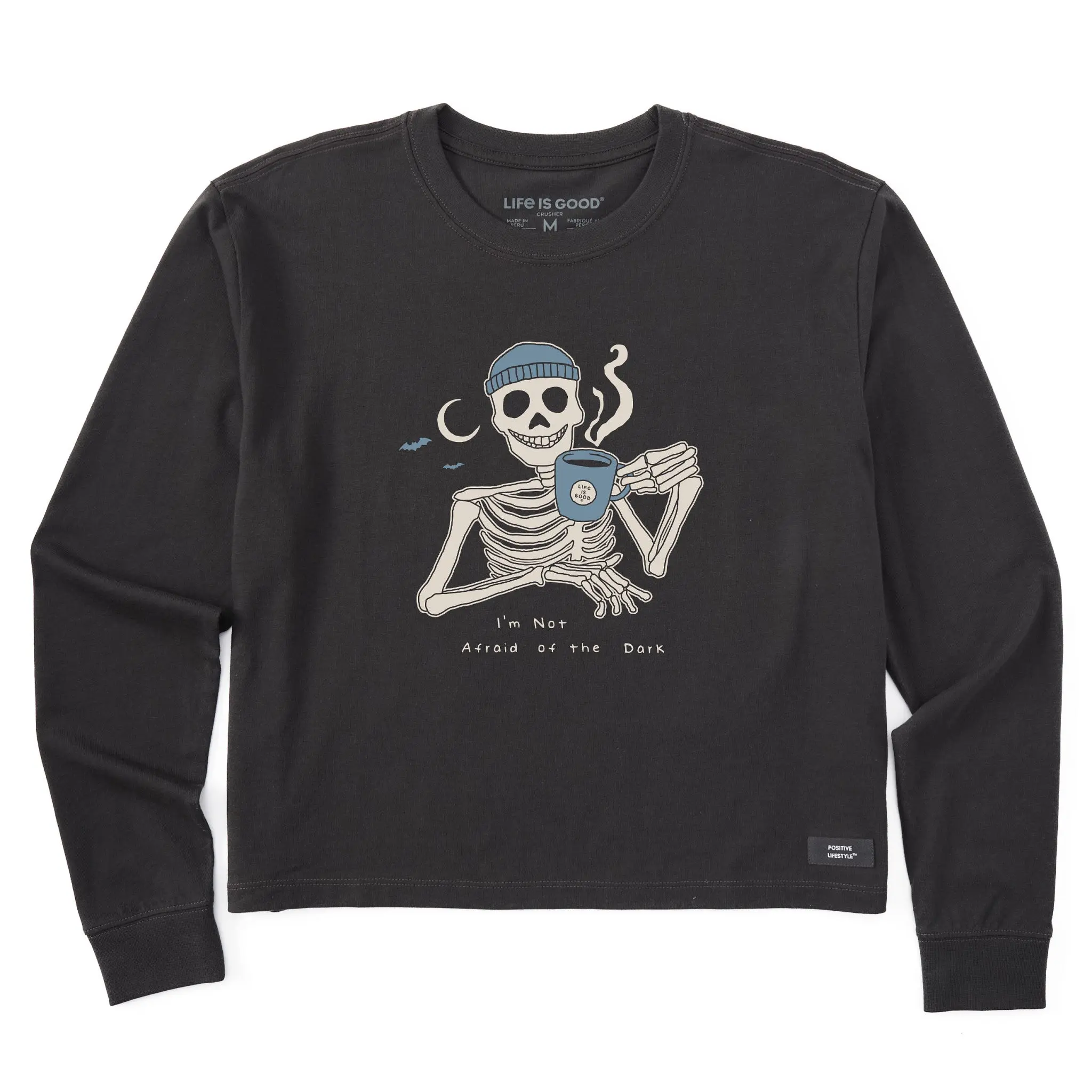 Women's Not Afraid Skeleton Long Sleeve Crusher Boxy Tee