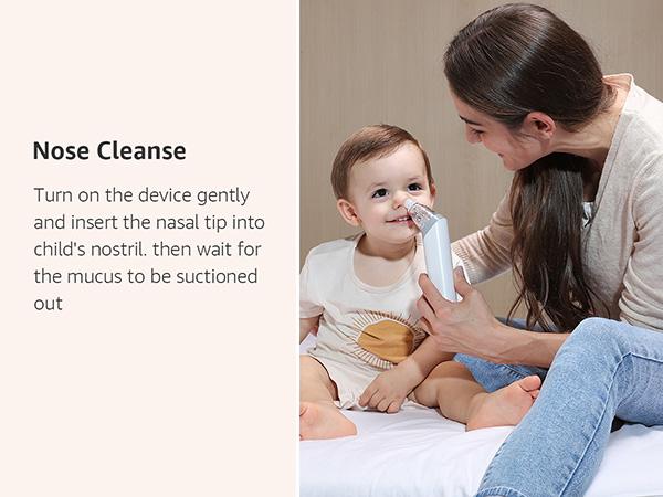 Grownsy Nasal Aspirator for Baby, Electric Nose Aspirator for Toddler, Baby Nose Sucker, Automatic Nose Cleaner with 3 Silicone Tips, Adjustable Suction Level, Music and Light Soothing Function