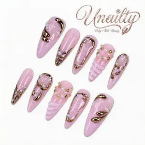 Unailty | Long Stiletto Collection | Professional Salon-Quality Handmade Press-On Nails | High-Strength & Durable | Reusable