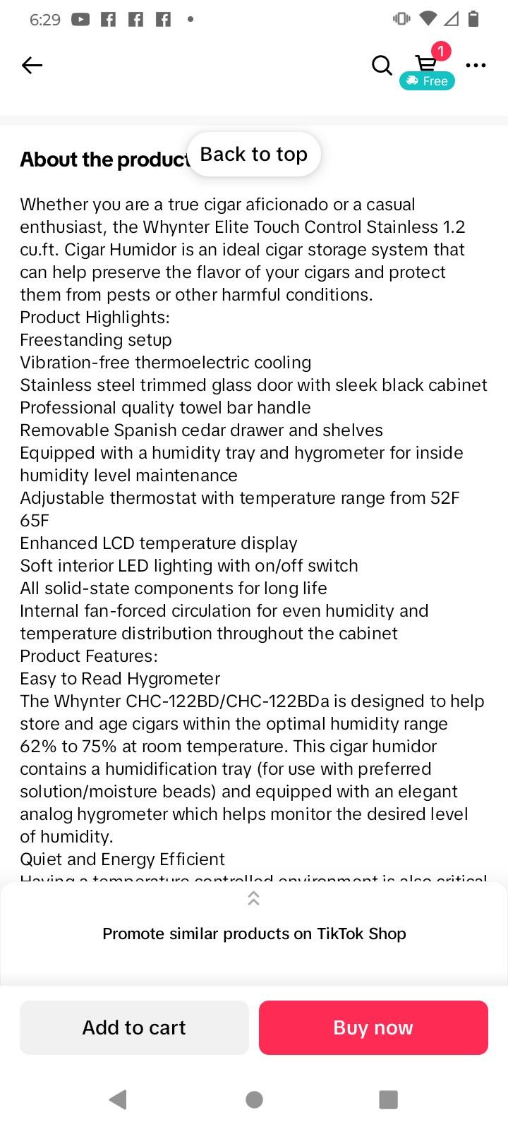 whynter elite touch control cigar humidor storage system