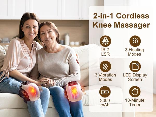 Nekteck Cordless Knee Massager with Heat & Red Light Therapy, 3 Heating Levels & 3 Vibration Modes, Electric for Knee Pain Relief & Women's Gift
