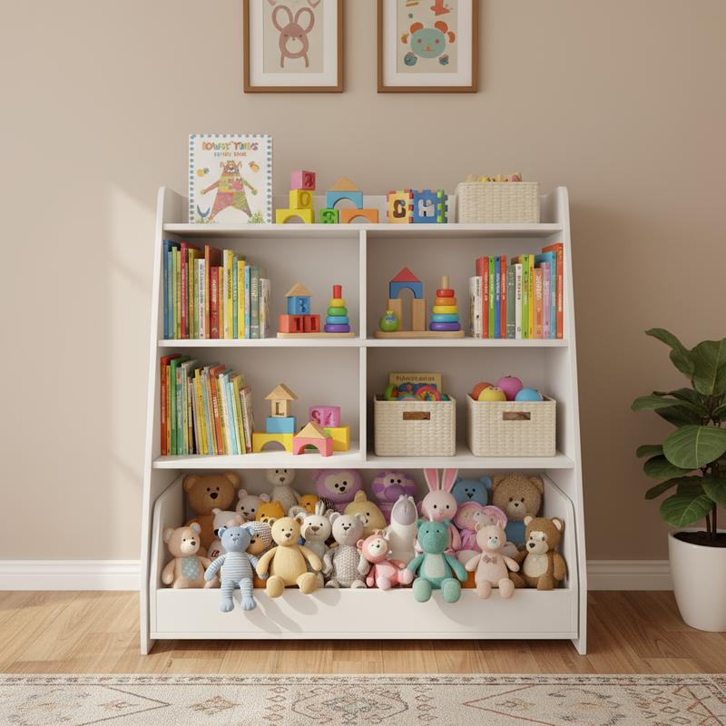 MIUvanity Kids Bookshelf and Toy Storage, 4 Layer Fabric Toddler Bookshelf, Toy Storage Organizer, Sling Kids Bookcase, for Playroom, Bedroom, Nursery, Classroom