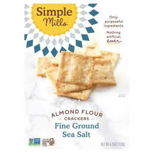 Simple Mills Almond Flour Crackers, Fine Ground Sea Salt, 4.25 oz (120 g)