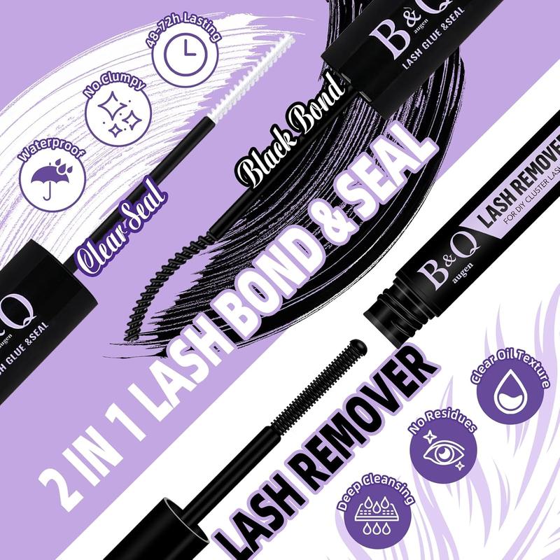 B&Q Lash Clusters Kit 280PCS Ultra - Soft Lash Clusters, 70D+90D Volume Eyelash Clusters 10-18mm Lash Extension Kit, D Curl Individual Lashes Kit with Lash Bond and Seal, Lash Tweezers (70D+90D Kit)