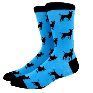 Dog Pattern Socks from the Sock Panda (Adult Large - Men's Shoe Sizes 8-12) Blue Classy