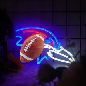 Football Neon Signs for Bar,Neon Signs for Man Cave or Garage Birthday Gifts,Team Logo Light Up Sign for Bar Dorm、 Party、 Game Room 13