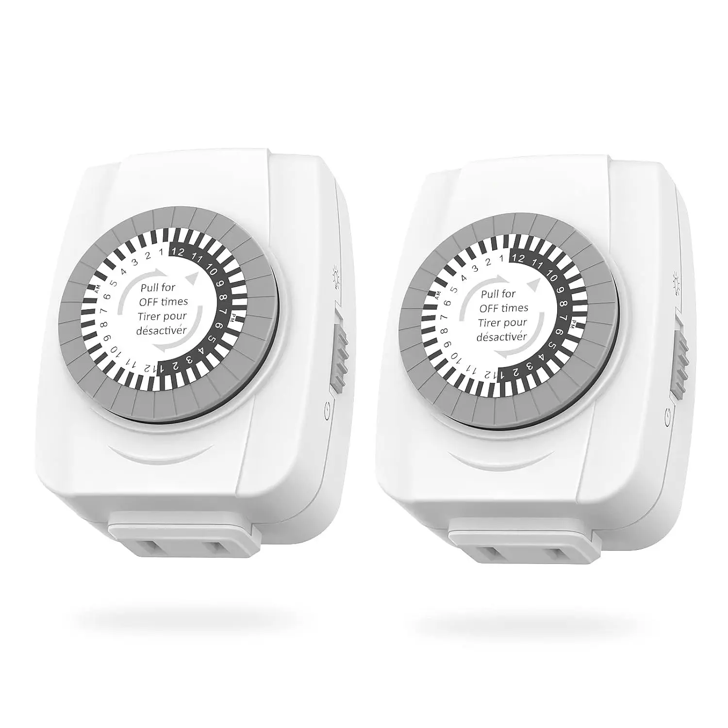 Indoor Mechanical Timers for Electrical Outlets, 2 Prong Plug in Outlet Daily Repeating Light Timer for Indoor Lights, ETL Listed (2 Pack)
