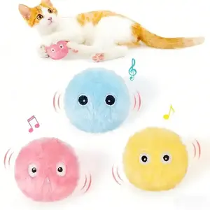 Funny Cat Sound Ball Toy - Touch-Activated Realistic Bird Cricket Frog Sounds Soft Plush Interactive Toy for Cats 5.5cm/2.16inch