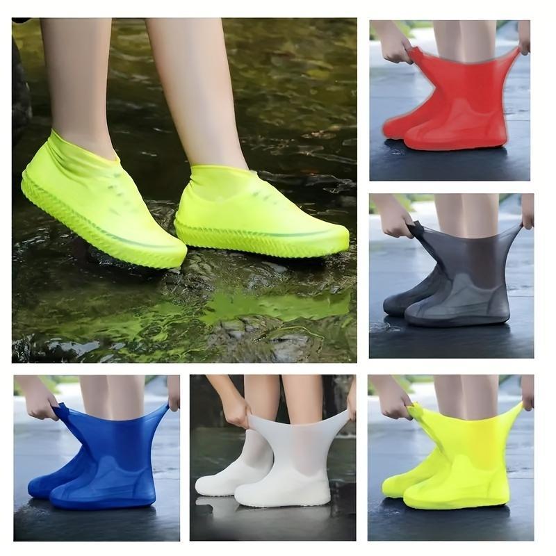 Waterproof Latex Shoe Covers - 3 Pairs Reusable Non-Slip Rain Boot Protectors for Outdoor Use - Unisex Design - Easy Foldable & Versatile Colors One Size High Quality