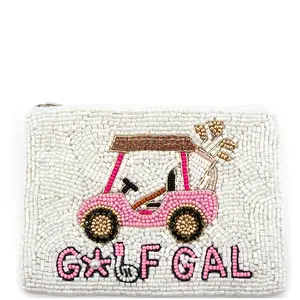 SEED BEAD GOLF CART FLAG COIN PURSE BAG