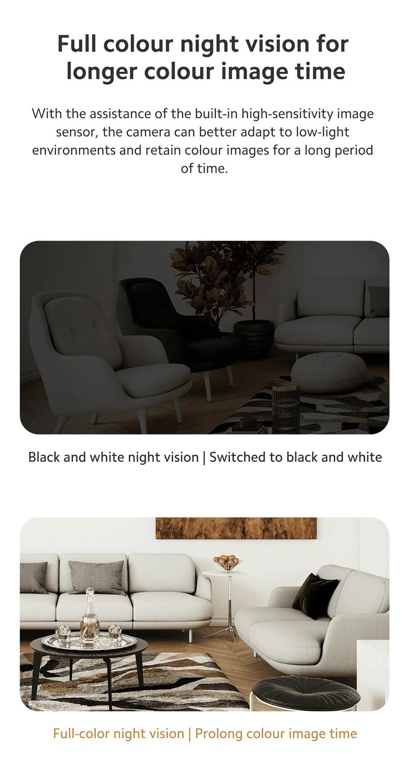 Xiaomi Smart Camera C301 Wireless 3MP ultra-clear visual experience, Human detection and active alert, Night Vision, Real-time two-way voice calls Safety Card Chip Lens