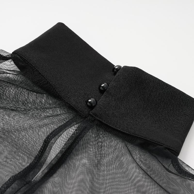 Women's Batwing Sleeves See-Through High-Neck Blouse – Minimalist, Casual Comfort for Everyday Wear casual long sleeve knit top The size is too big, it is recommended to order a smaller size