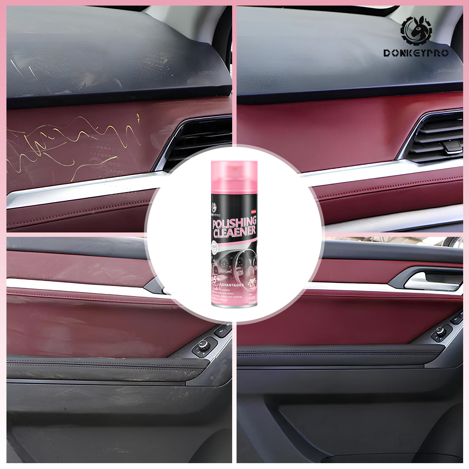 DONKEYPRO 15 oz Quick Interior Detail Cleaner Spray Bottle - Polished Coated, Anti-Aging, UV Protection Degreaser, Car Cleaning Supplies with Dashboard Leather Cleaner
