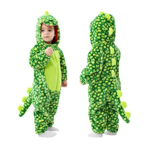 TONWHAR Green Spotted Dinosaur Costume for Boys Girls,Kids Comfortable Carnival Halloween Christmas One Piece Onesie,Unisex Baby Dinosaur Cartoon Animal Costume,Children Funny Outfit Oajamas for Daily Wearing