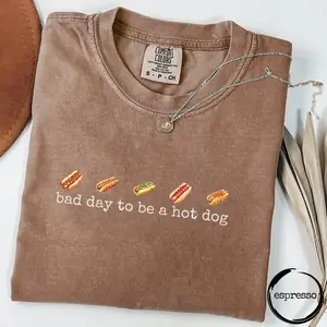 [Sale off up to 50%] Hot Dog Shirt, Comfort Colors, Bad Day to Be a Hotdog, Funny Retro Hotdog, Women's 4th of July Shirt, Memorial Day Shirt, Labor Day Shirt
