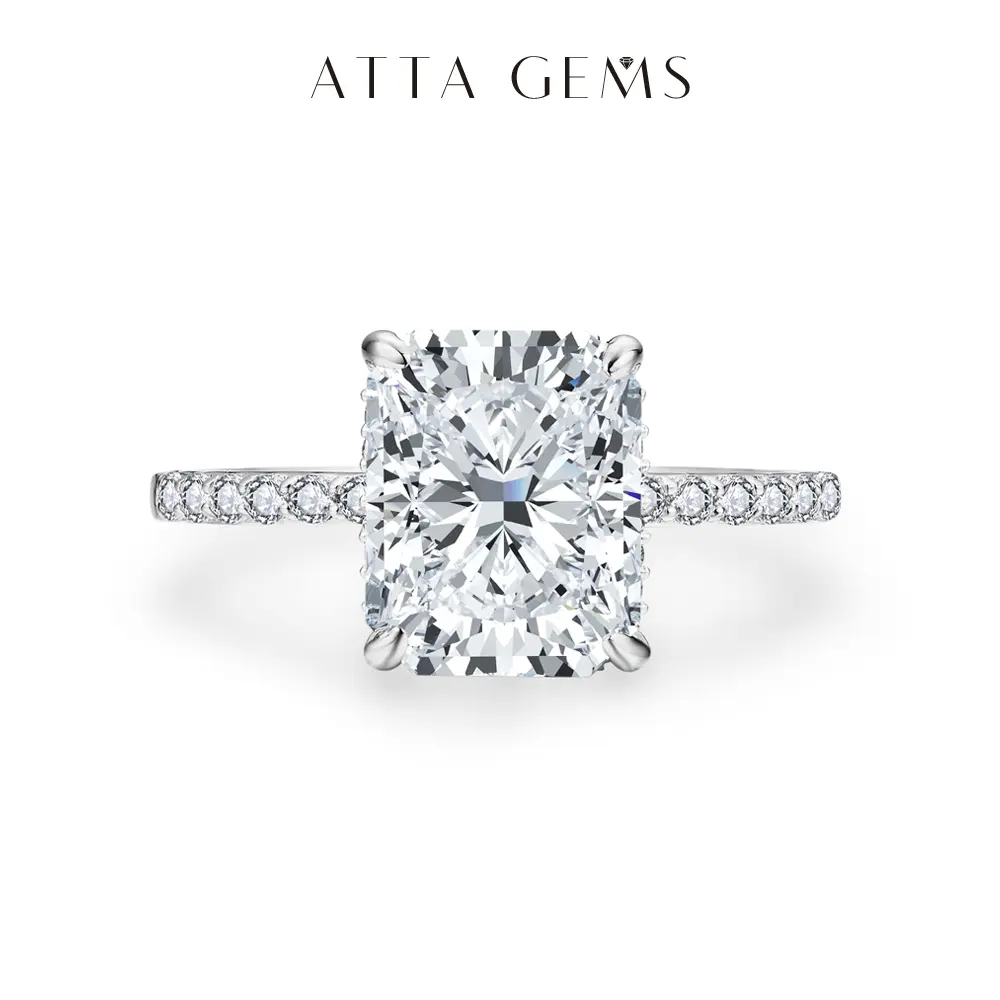 ATTAGEMS Women's 4.0CT D Color VVS1 Synthetic Moissanite Radiant Cut 10*8mm Sunset Color Solitaire Engagement Ring, Elegant Anniversary Gift, Engagement Rings for Women summerwins, Radiant Cut Ring Engagement tiktokshopbacktoschool