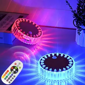Magnetic LED Wall Light | Rechargeable Round RGB 16 Color Night Light with Remote Control & Motion Sensor | Stick-on Wall Sconce for Bedroom, Hallway, Stairs, Living Room Decor wyze