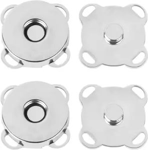 12 Sets Plum Magnetic Snaps Buttons, Magnetic Purse Closures Fasteners Magnetic Button Clasps Snaps for Purses Bags Clothes Handbags Scrapbooking Sewing DIY Craft (14mm,Silver)