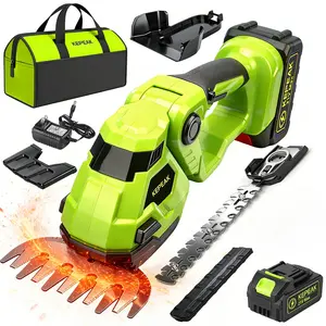 21V Cordless Grass Shear & 2-in-1 Handheld Hedge Trimmer, Electric Shrubbery Trimmer for Garden, Lightweight Portable Rechargeable Grass Cutter, Multi-Function Handheld Shrub Trimmer for Quick Pruning, Efficient Cutting Tool for Lawn, Yard, Bush