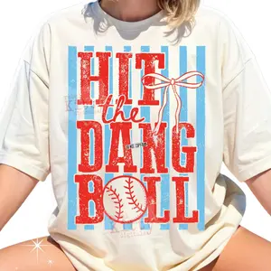Comfort Colors Hit The Dang Ball T Shirt, Trendy Baseball Softball Tshirt, Baseball Coquette Bow T-shirt, Baseball Mama Gift Graphic Tee