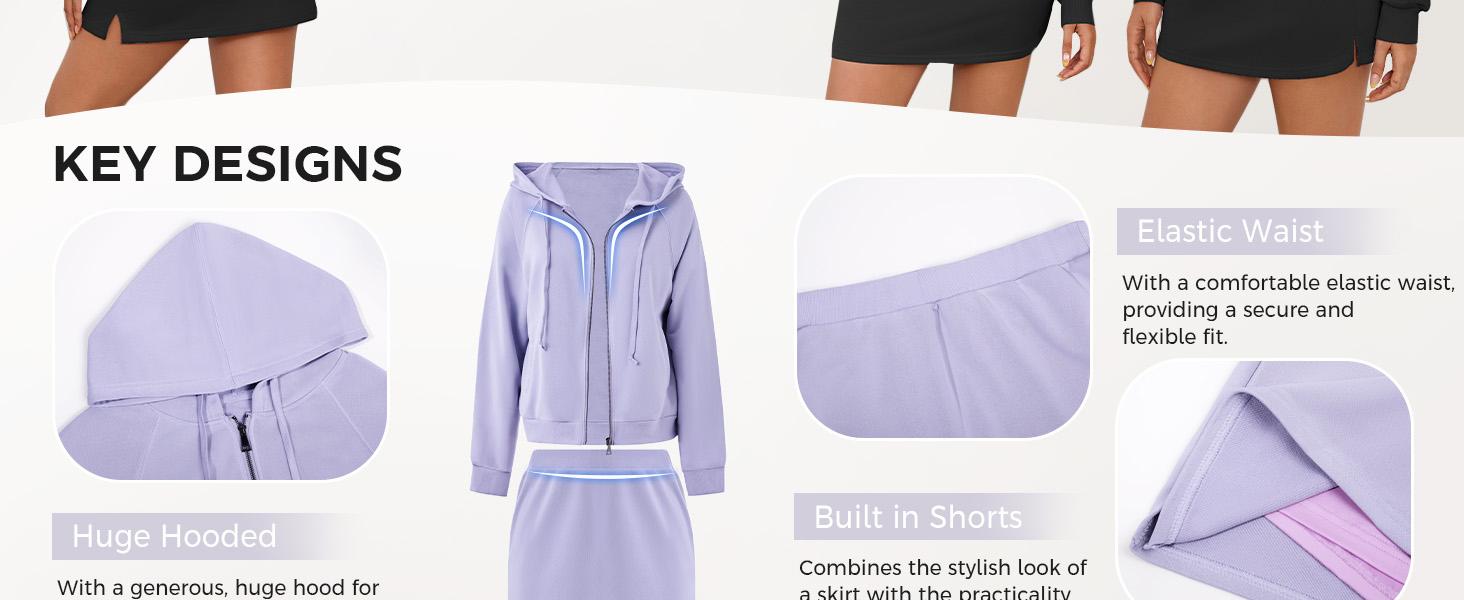 Fisoew Womens 2 Piece Outfits Casual Crewneck Sweatshirt High Waisted Split Skort Skirts Workout Matching Lounge Sets Fisoew Womens 2 Piece Outfits Casual Crewneck Sweatshirt High Waisted Split Skort Skirts Workout Matching Lounge Sets