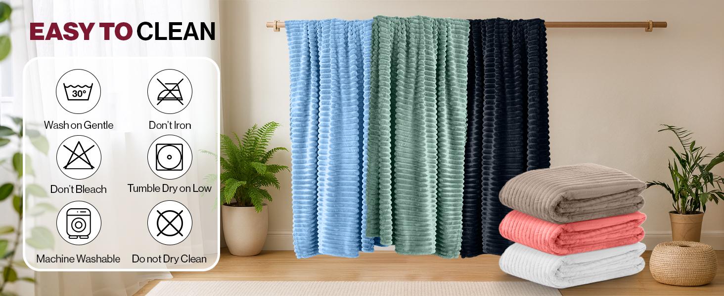 Lux Decor Ultra Soft Striped Throw Blanket - Gentle. Lightweight, Cozy 3cm Stripe Design Fleece Throw -Stress Relief All‑Season Blanket for Bed, Couch, Travel & Camping, Classic Stripe Design - Home Decor - Plush Gift Idea
