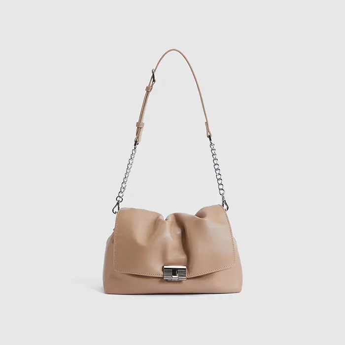 TUSCAN'S Genuine Lambskin Ruched Cloud Bag - Versatile Real Leather Crossbody & Underarm Hobo - Soft Niche Design Daily Tote