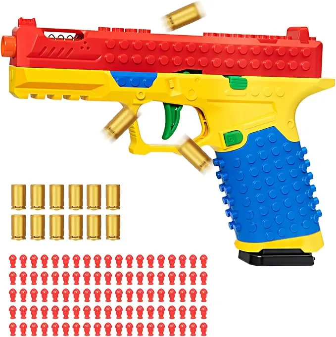 Tactical DIY Building Block Handle Blaster Set for Unisex Children, 120 Plastic Bullets, 12 Shells, Outdoor Teamwork Kids Toys, Learning Motor Skills Development, Teen Boy Gift, Boy Gifts, Birthday Gifts