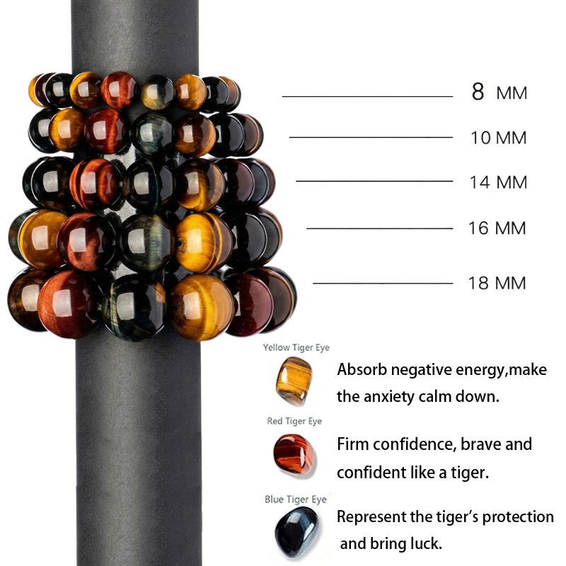 Tiger Eye Protection Bracelet Men Relax Anxiety Crystal Tiger Eye Beaded Triple Protection Jewelry Crystal Stone Gemstones Jewelry Bracelets for Women Men(10/12/14/16MM) Tiger Eye Protection Bracelet Men Relax Anxiety Crystal Tiger Eye Beaded Triple Protection Jewelry Crystal Stone Gemstones Jewelry Bracelets for Women Men(10/12/14/16MM)