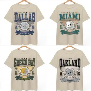 All Team Football T-Shirt, Vintage Sand Color Unisex Tee, Classic Game Day Outfit, Retro Sports Graphic for Fans, Menswear Cotton Top