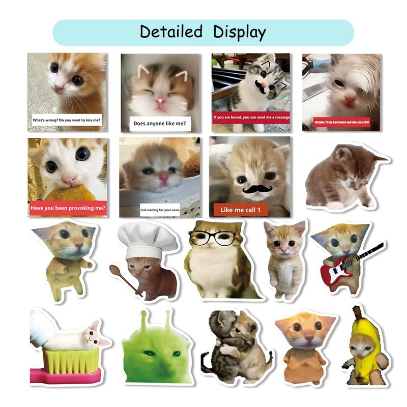 50 PCS Cat Meme Sticker Pack  | Boost Engagement with Funny Reaction Stickers for Stories, Edits & Fan Interactions