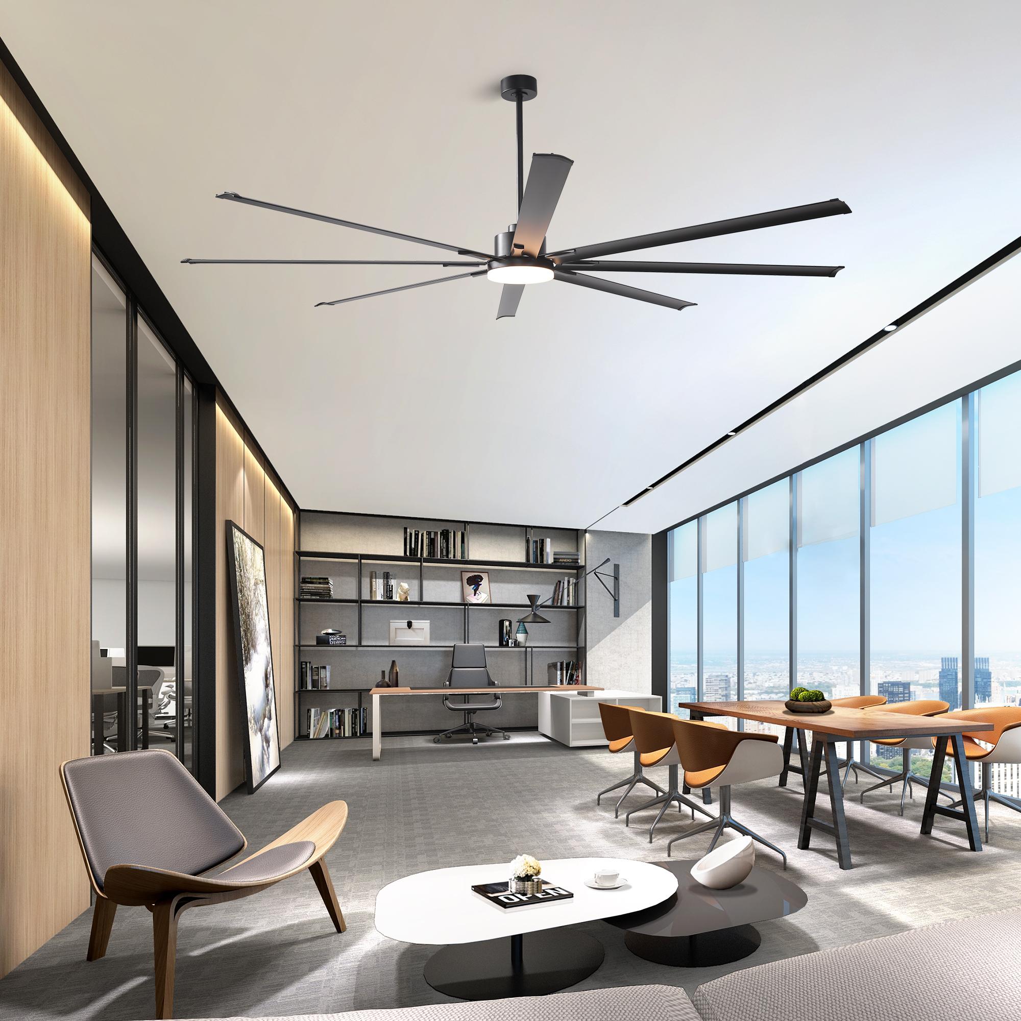 Vaczon 84 Inch 100 Inch Black HVLS Fan LED Large Ceiling Fan with Remote Control High-Volume Airflow Energy-Efficient Motor Industrial Strength Vaczon 84 Inch 100 Inch Black HVLS Fan LED Large Ceiling Fan with Remote Control High-Volume Airflow Energy-Efficient Motor Industrial Strength