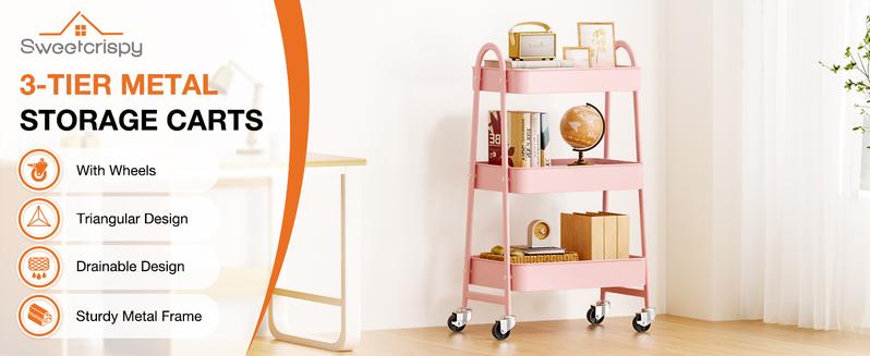 Small Rolling Cart, Storage Organizer Kitchen Trolley Bathroom Laundry Room Bar Office Shelves Mobile with Wheels for Snack Racks