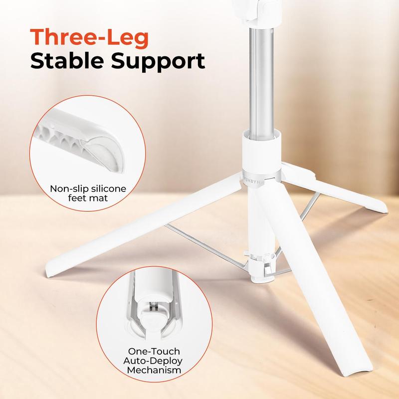 【MUNBYN Auto-Deploys Magnetic Tripod】Automatic Auto-Open Tripod, Magnetic Selfie Stick Tripod for iPhone and Android with Remote Control, 70'' Phone Tripod Compatible with MagSafe, Fit for iPhone 12/13/14/15/16 Series, MagSafe Case