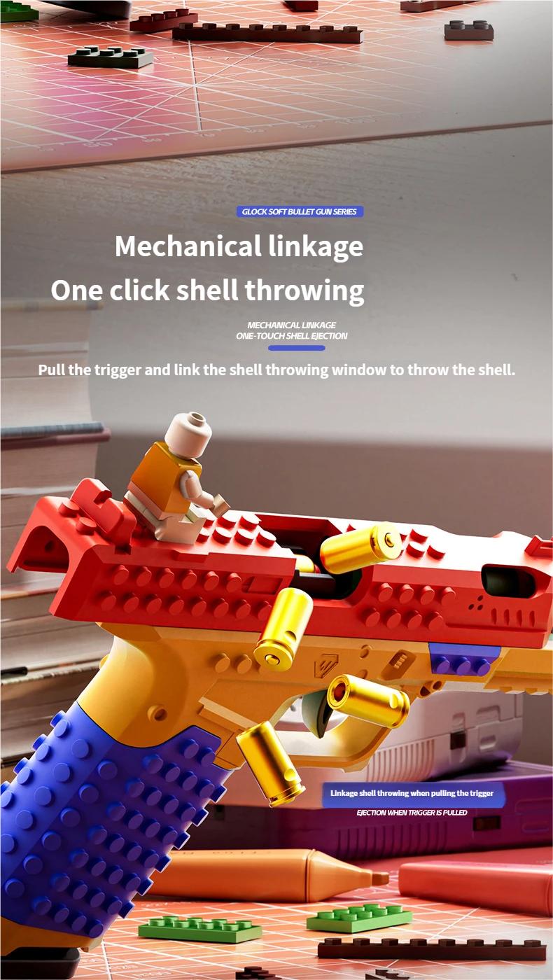 Multiplayer Foam Blaster Game Set DIY Building Block Soft Bullet Blaster with Auto Shell Ejection | Shell-Ejecting Block Blaster Kit | DIY Brick Gun That Shoots! multiplayer strategy collaborative toy Collaborative Tactical Building Block Set