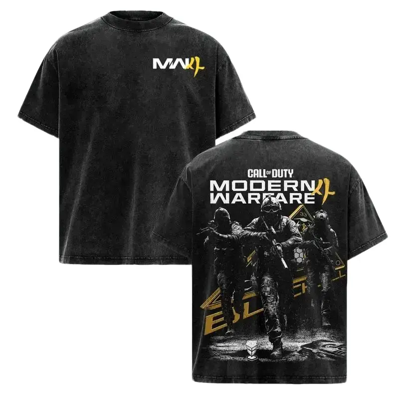 Vintage Call Of Duty Modern Warfare 2 Washed Graphic Tee, Oversized Tactical Military Gamer Streetwear Shirt, MW2 FPS Gaming T-Shirt, Special Forces Combat Gift Tee For Men, Retro Warzone Aesthetic Apparel