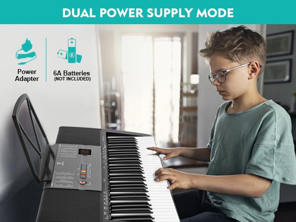 MUSTAR Piano Keyboard with Lighted Up Keys 61 Keys Electric Piano Keyboard for Beginners Includes Microphone Headphones and Bench Perfect for Learning