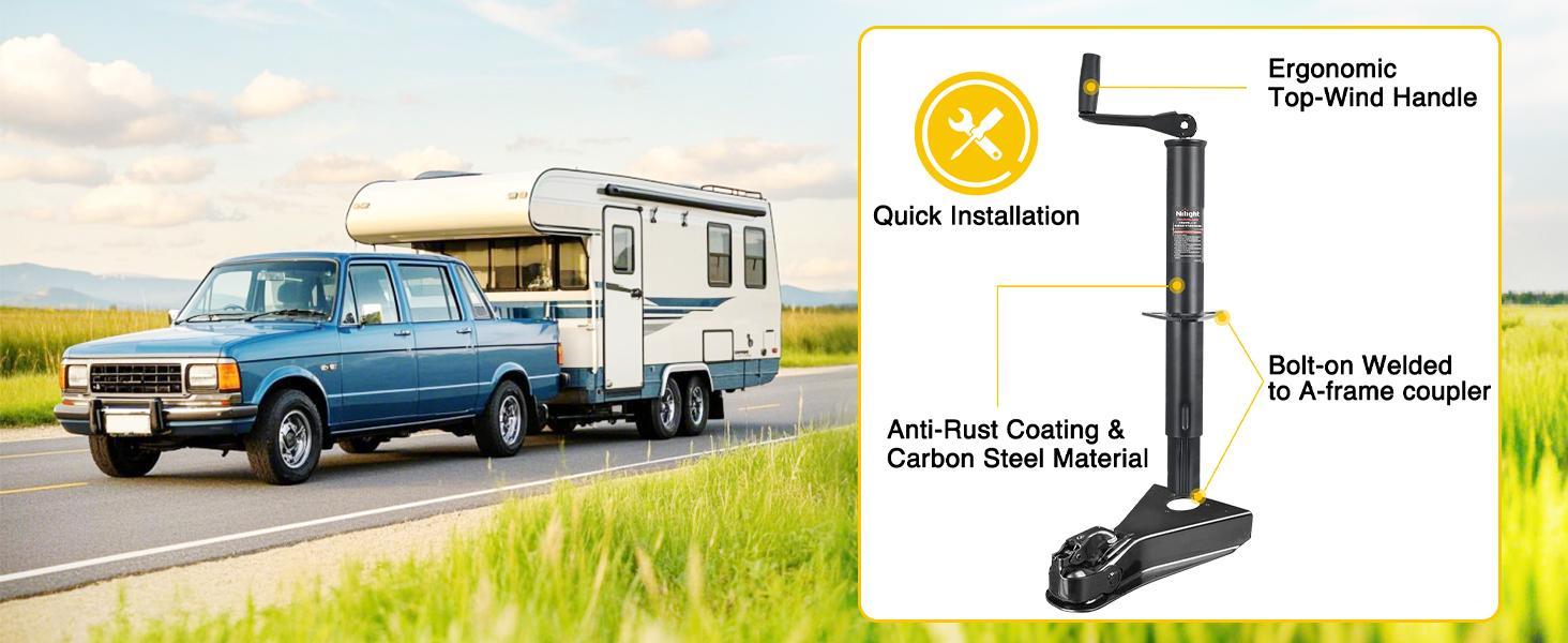 Nilight A-Frame Trailer Jack 5000 lbs Capacity 15" Vertical Travel Heavy Duty Trailers Tongue Jack with Top Wind Handle Alloy Steel Utility Trailer RV Jack Stand for Trailers RV Boat Camper Matt Black dealsforyoudays