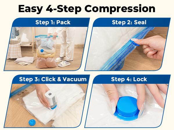 ETENWOLF 4 Pack Vacuum Storage Bags with Rechargeable Wireless Pump for Clothes Travel Space Saver Bags in Jumbo Large Medium Small Sizes Perfect for Luggage and Suitcases Turbo ETENWOLF 4 Pack Vacuum Storage Bags with Rechargeable Wireless Pump for Clothes Travel Space Saver Bags in Jumbo Large Medium Small Sizes Perfect for Luggage and Suitcases Turbo