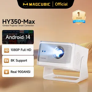 Latest 900ANSI HY350MAX Projector Auto Focus 8K Decode Android 14 Allwinner H726 Built-in 15W HiFi Speaker Dual WiFi6 BT5.4 Native 1080P 1.0:1 short Throw Portable Smart Projector For Home Cinema Movie Night