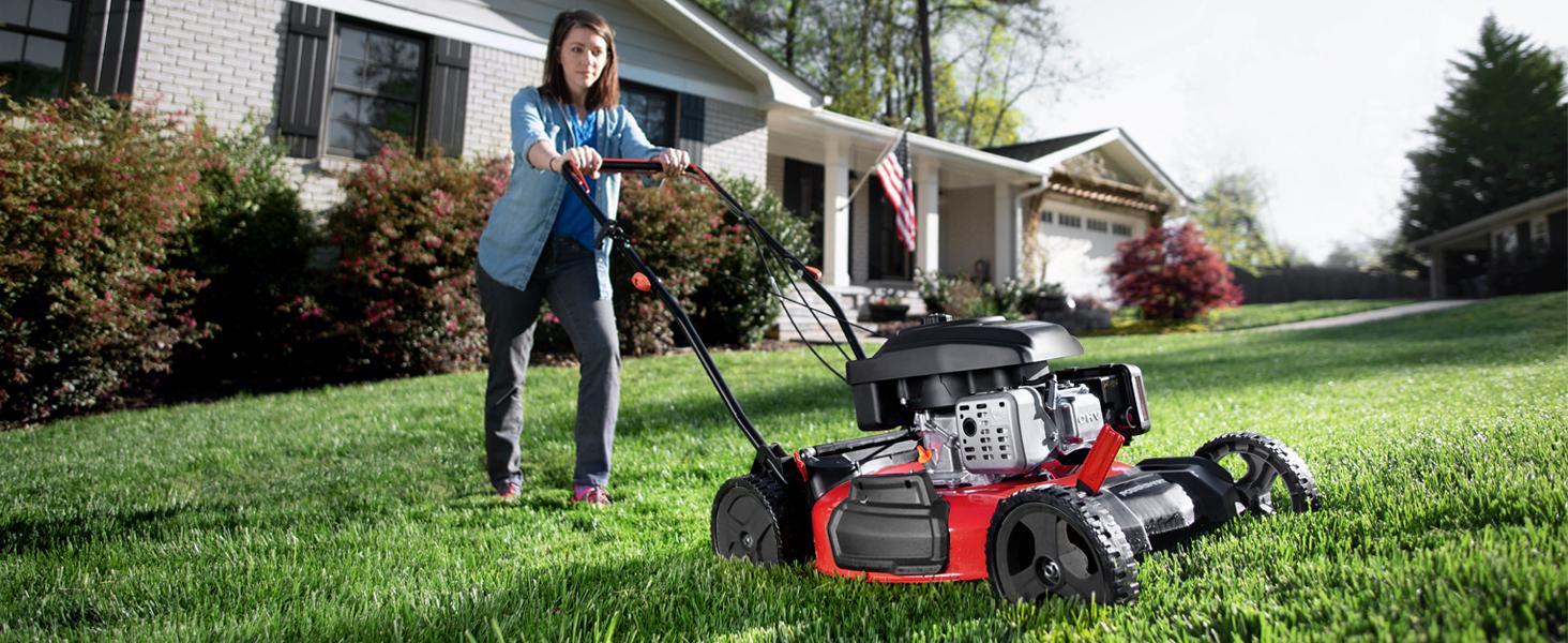 PowerSmart 21 " 170cc Gas Self-Propelled 3-in-1 Lawn Mower (V8621S) Large Grass Catcher, Effortless Operation,Fast Mowing,Safety Switch,Easy Start,Quick Assembly,Quick Fold,Fuel Efficient,Turf Friendly, 2025 Version,Springtok