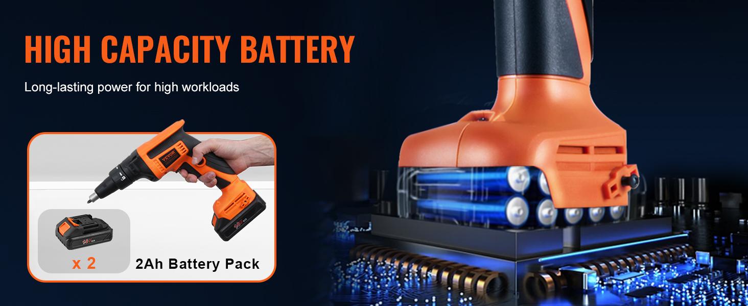 VEVOR Drywall Screw Gun, TikTokShopBlackFriday, 20V Max Drywall Screwgun, 4200RPM Brushless Cordless Drywall Gun Kit with 2 Battery Packs, Charger, Belt Clip, and Tool Bag, Forward and Reverse Adjustable, Built-in LED Light