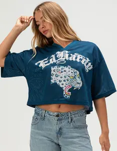 ED HARDY Snow Leopard Womens Crop Jersey