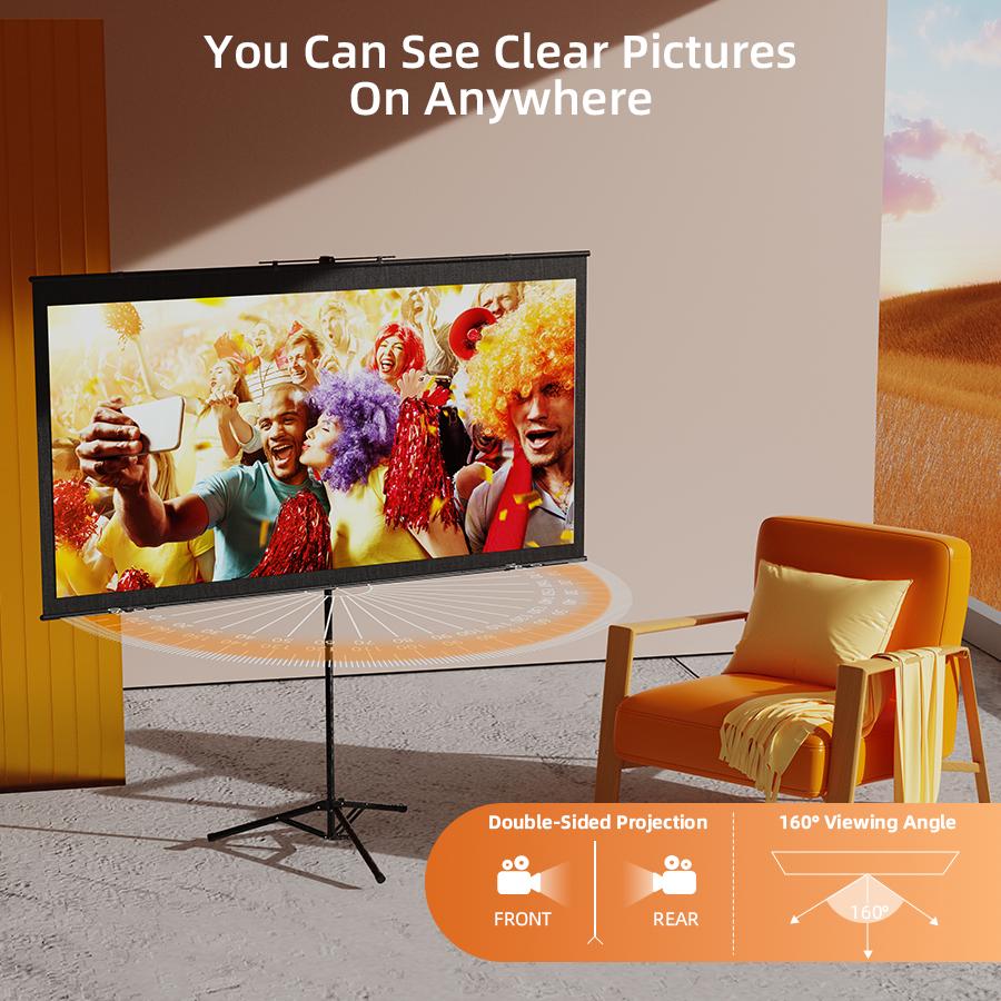 Small Portable Projection Screen Tripod - XBJ Portable Projection Screen, lightweight and portable, durable, easy to adjust, suitable for schools, meetings, indoor and outdoor use, 100/72 inch.