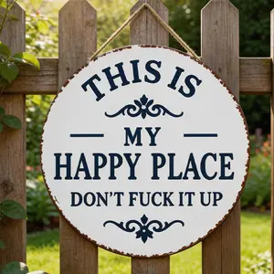 Round Metal Hanging Sign 12×12 Inch | Funny Garden Patio Porch Wall Decor | Rustic Farmhouse Outdoor Plaque with Rope Hanger | Palette&Wall | summervibes